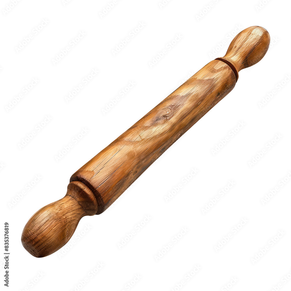 High-quality wooden rolling pin for baking with ergonomic handles, essential tool for rolling out dough in any kitchen. transparent backgrounds High-quality wooden rolling pin for baking with ergonomic handles, essential tool for rolling out dough in any kitchen. transparent backgrounds