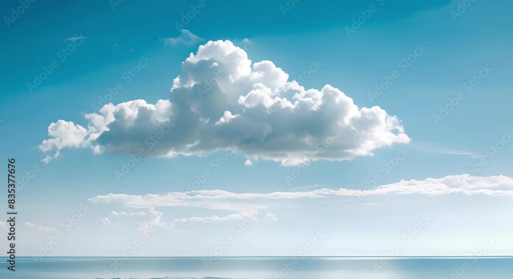 In a clear blue sky a single cloud offers ample space for text. Concept Clouds, Clear blue sky, Space for text In a clear blue sky a single cloud offers ample space for text. Concept Clouds, Clear blue sky, Space for text
