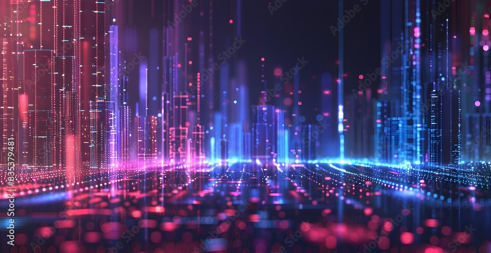 Abstract background with lines and glowing dots in blue, purple and red colors on a dark black backdrop
Abstract background with lines and glowing dots in blue, purple and red colors on a dark black backdrop