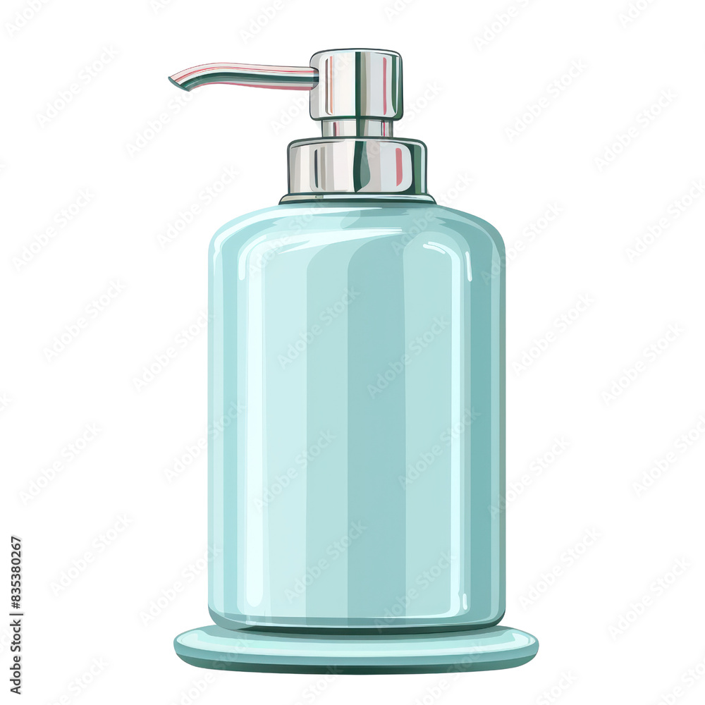 Stylish blue soap dispenser with a metallic pump, perfect for modern bathroom decor and hygiene. Clean and simple design. transparent backgrounds Stylish blue soap dispenser with a metallic pump, perfect for modern bathroom decor and hygiene. Clean and simple design. transparent backgrounds