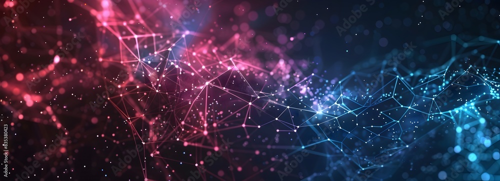 Abstract digital background with glowing lines and dots forming ...