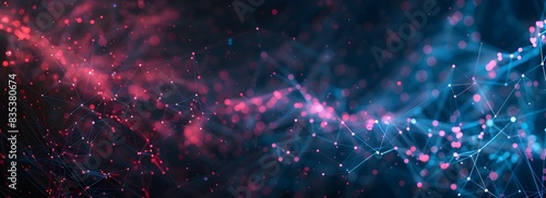 Abstract digital background with dark blue and pink glowing lines, forming an interconnected network pattern
 photo
