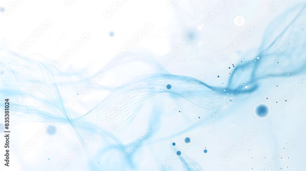 Abstract Blue Network Connections with Dynamic Waves and Light Effects