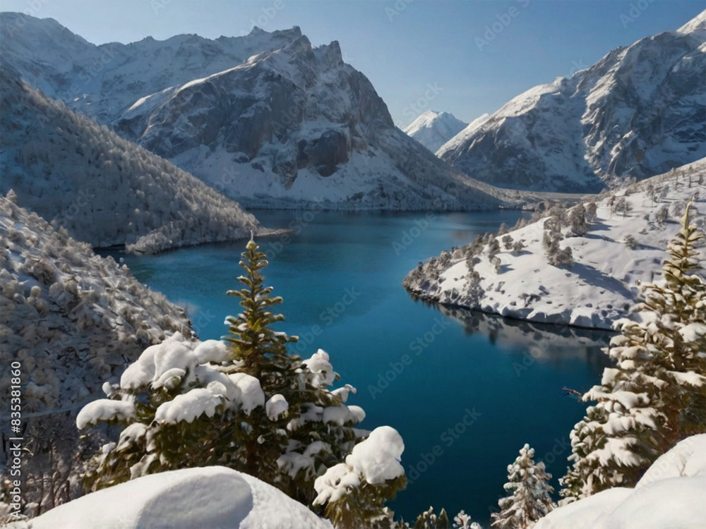 Obraz premium lake in the winter
