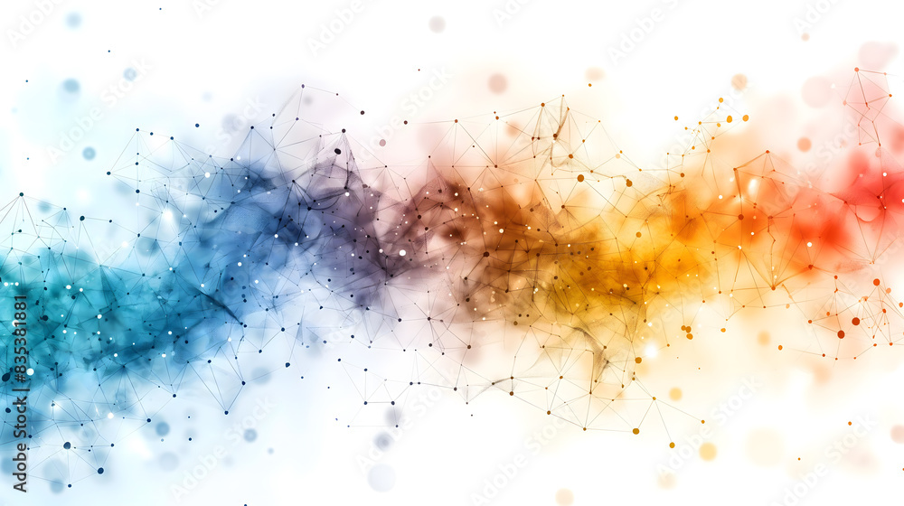Fototapeta premium Abstract Network Connections with Colorful Bokeh Background