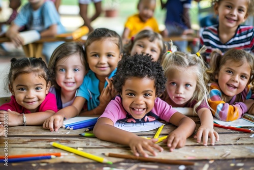 Preschool Kids Drawing Together