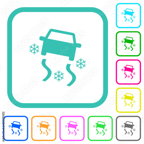 Snowy road vivid colored flat icons