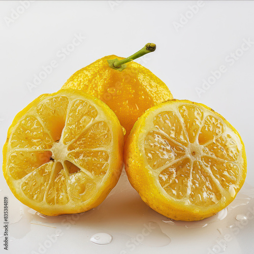 Yuzu fruit on white background