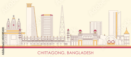 Cartoon Skyline panorama of city of Chittagong, Bangladesh - vector illustration