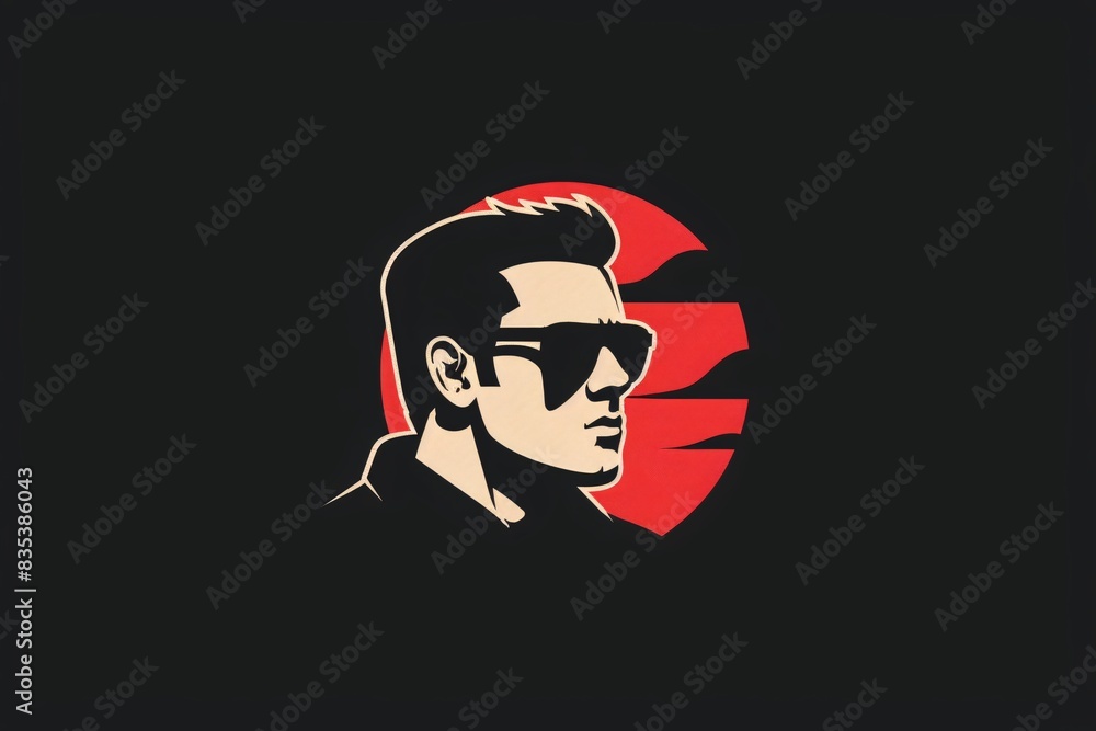 a man wearing sunglasses and a red circle