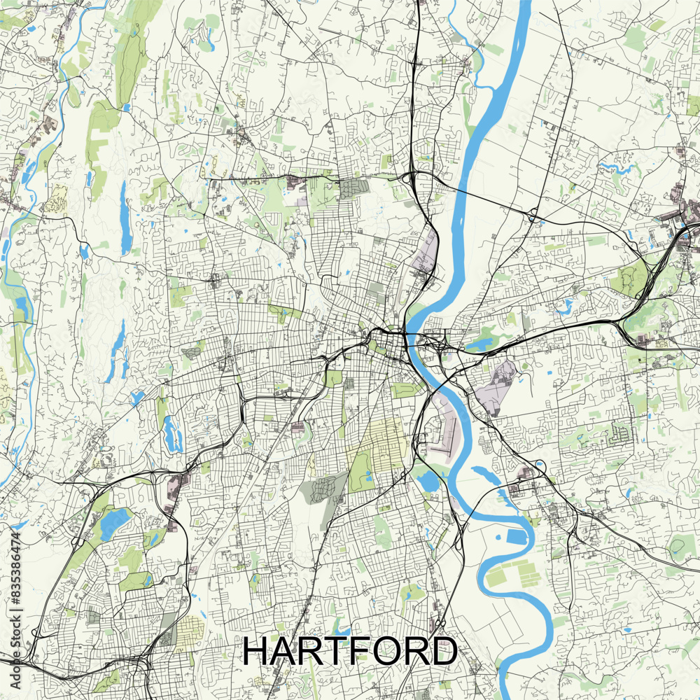 Obraz premium Hartford, Connecticut, United States map poster art