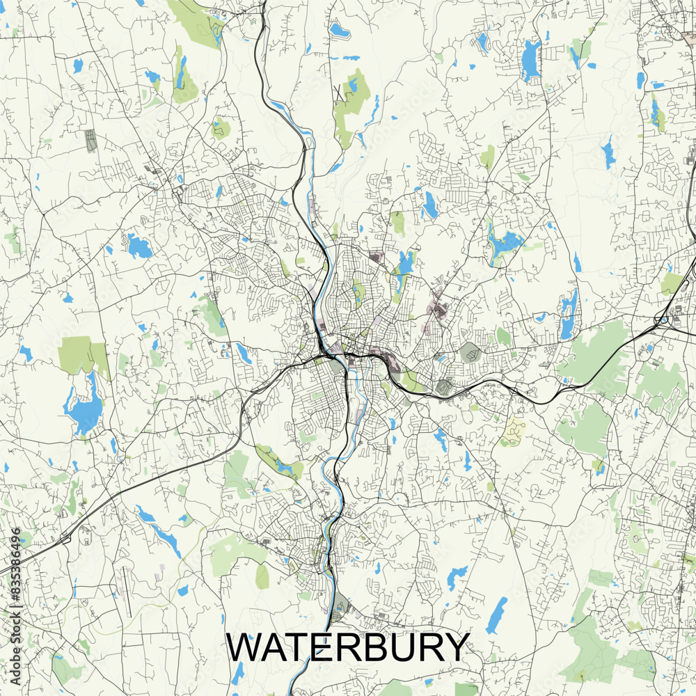 Fototapeta premium Waterbury, Connecticut, United States map poster art