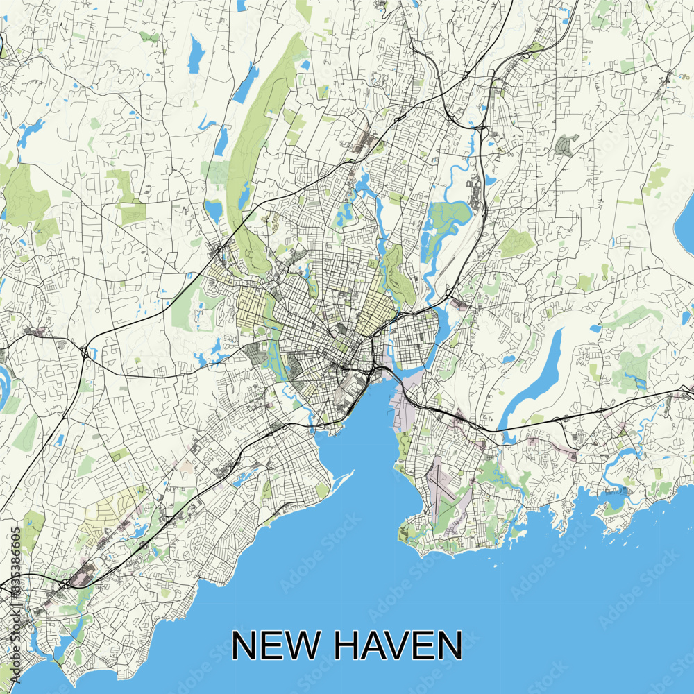 Fototapeta premium New Haven, Connecticut, United States map poster art