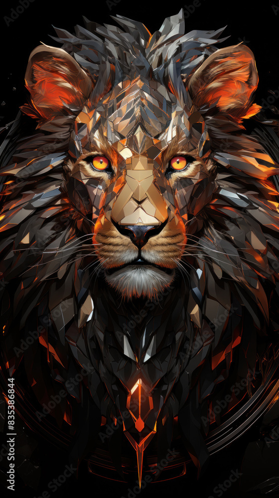 Fiery Lion on a black background. Fiery Lion on a black background.