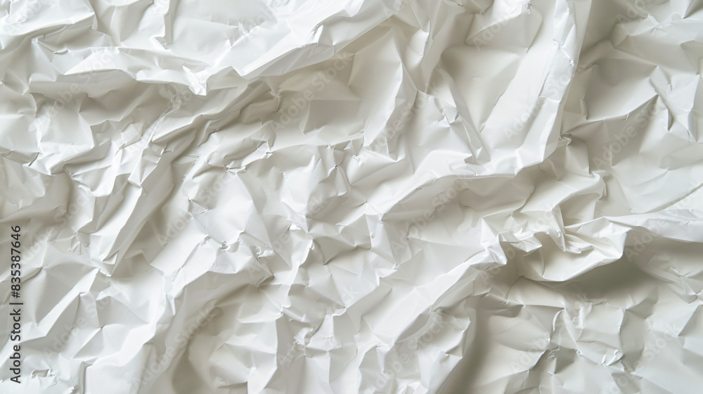 Obraz premium Wrinkled white paper with high resolution, perfect for backgrounds and overlays
