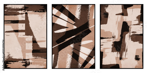 Set of 3 Abstract illustration in vintage style. For use in graphics, for wall decor. .
