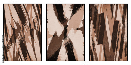 Set of 3 Abstract illustration in vintage style. For use in graphics, for wall decor. .