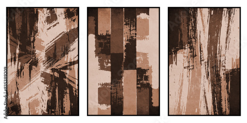 Set of 3 Abstract illustration in vintage style. For use in graphics, for wall decor. .