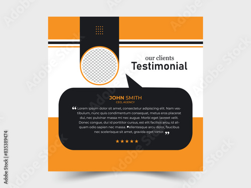 Client testimonial social media post design. Client feedback or client testimonial banner design. customer feedback testimonial template.