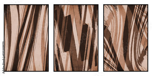 Set of 3 Abstract illustration in vintage style. For use in graphics, for wall decor. .