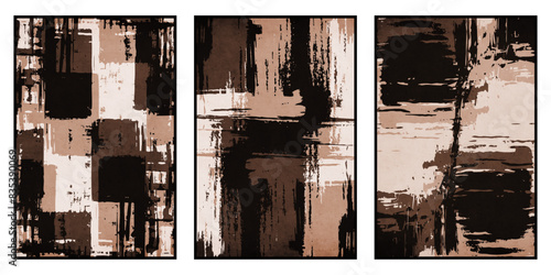 Set of 3 Abstract illustration in vintage style. For use in graphics, for wall decor. .