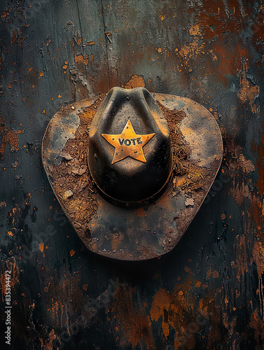 Vintage Sheriff Hat with VOTE Badge