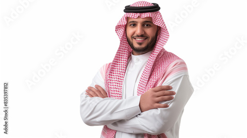 an Arabic man with his arms crossed. photo