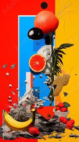 Surrealist Abstract Image Pattern Background, Everyday Objects in Absurd and Decontextualized Situations , Wallpaper, Background, Cell Phone Cover and Screen, Smartphone, Computer, Laptop, 9:16 Format photo