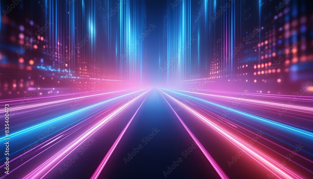abstract background with pink blue glowing neon lines and bokeh lights. Data transfer concept. Digital wallpaper abstract background with pink blue glowing neon lines and bokeh lights. Data transfer concept. Digital wallpaper
