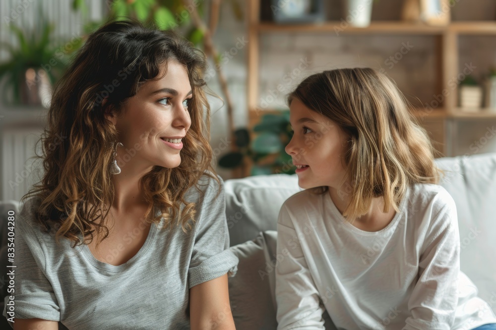 Mother and Daughter Having a Conversation About Family Planning and Future Goals, Promoting Open Family Discussions Mother and Daughter Having a Conversation About Family Planning and Future Goals, Promoting Open Family Discussions