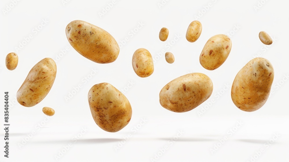 Obraz premium A cluster of potatoes suspended in mid-air