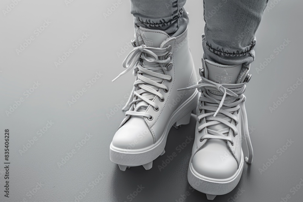 A pair of white shoes with laces, suitable for various uses such as fashion or sports A pair of white shoes with laces, suitable for various uses such as fashion or sports
