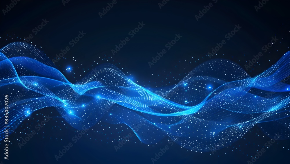 Abstract blue digital background with glowing dots waving, dark gradient, vector illustration in the style of AI generative text for design template and technology concept
Abstract blue digital background with glowing dots waving, dark gradient, vector illustration in the style of AI generative text for design template and technology concept