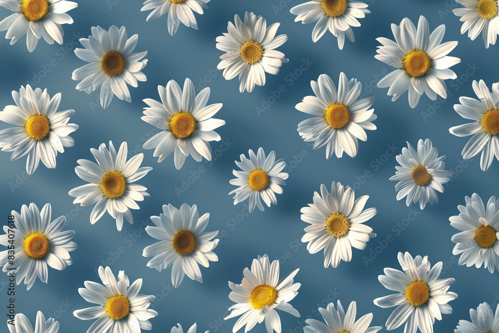 daisies on a blue background, pattern, daisies on a blue background, pattern,