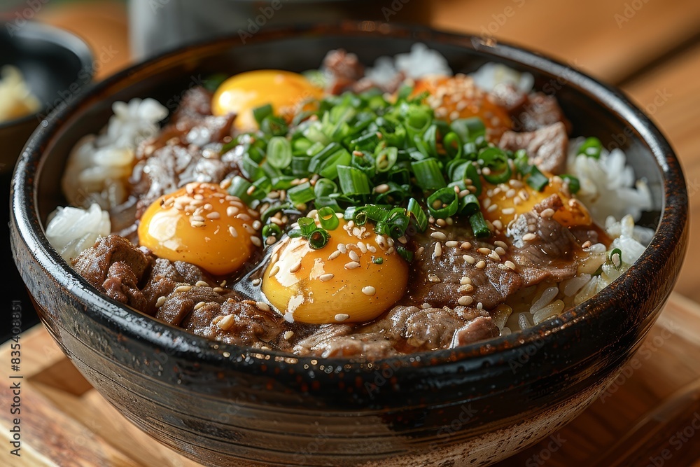 Donburi - Rice bowl topped with beef (gyudon), chicken (oyakodon), or ...
