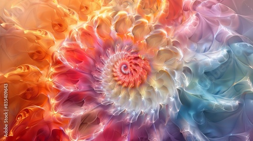 Spiral verlauf of colors, kinetic movement behind a modulating background photo
