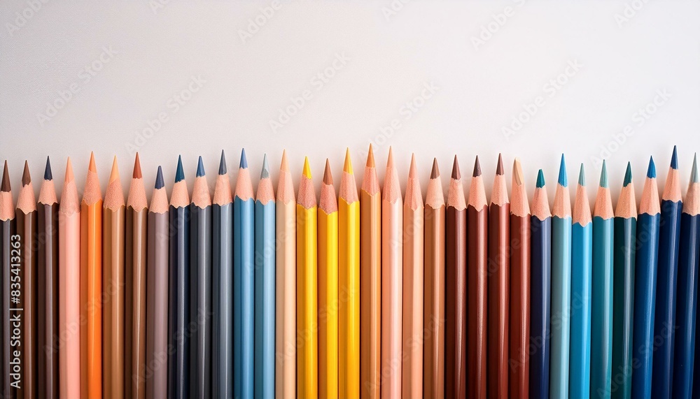 Colored pencils set on a plain white background with space for text Colored pencils set on a plain white background with space for text