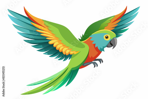 flying psittacine bird vector illustration