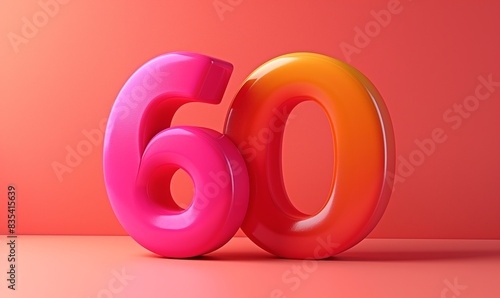 Number 60 on an abstract colored background.