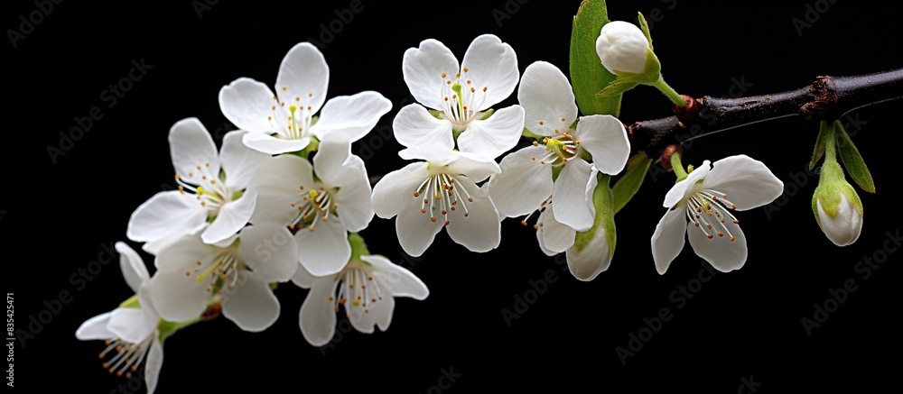 Fototapeta premium White floral portrait with seasonal flowers on isolated branch