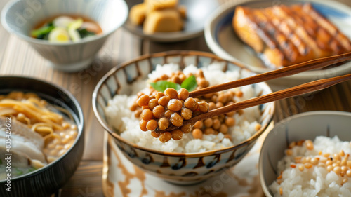 日本の朝食と卵かけご飯 photo