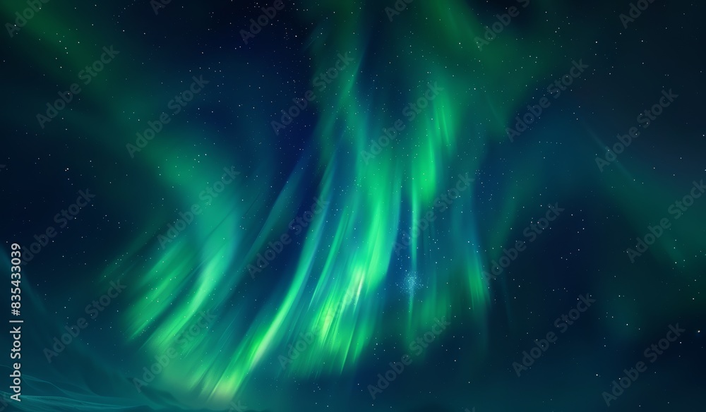 Beautiful northern lights in the night sky, blue and green colors Beautiful northern lights in the night sky, blue and green colors