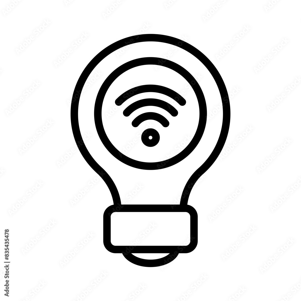 Smart lamp line icon. Smart home icon. Internet of things icon isolated on white background. Transparent background, minimalist symbol. Vector images Smart lamp line icon. Smart home icon. Internet of things icon isolated on white background. Transparent background, minimalist symbol. Vector images