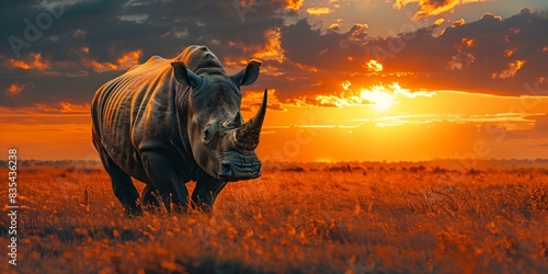 portrait of a wild rhino