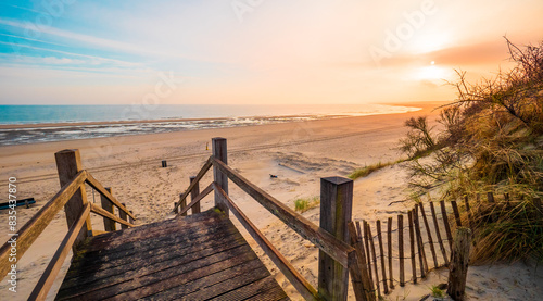 Beautiful Dutch beach in spring 