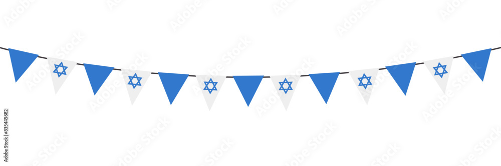 Israel flag bunting garland, string of triangular flags for outdoor party. Israel flag bunting garland, string of triangular flags for outdoor party.