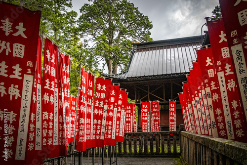 Kitaguchi Hongu Fuji Sengen Shrine, wooden shrine, vermilion, mount fuji, shinto shrine, forest shrine, fujisan, japan photo