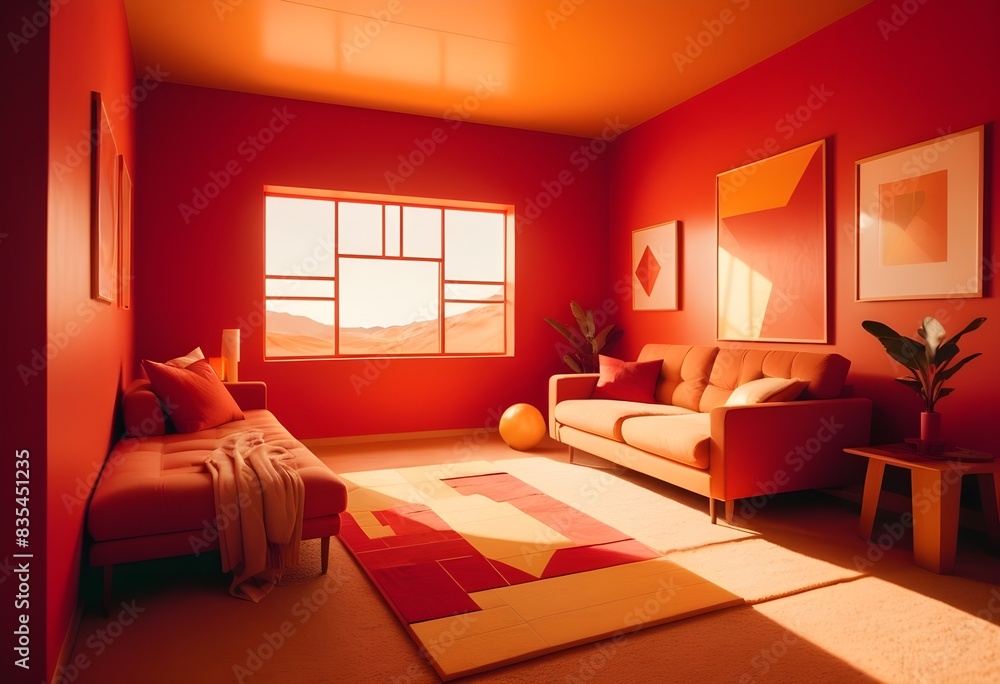 Photo modern style conceptual interior room 3d illustration