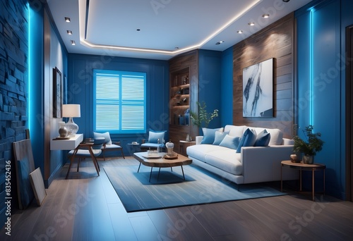 Photo modern style conceptual interior room 3d illustration