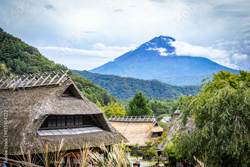 Saiko Iyashi-no-Sato Nenba, traditional japanese village,  thatched roof, mount fuji, fuji Five lakes, japan, open-air museum photo